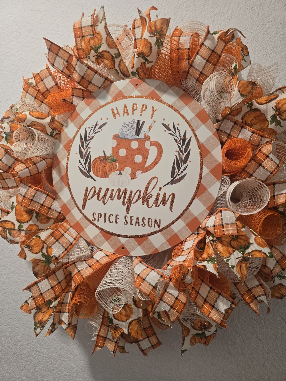 W150 Fall Pumpkin Spice Season Wreath
Handmade fall wreath featuring a fun